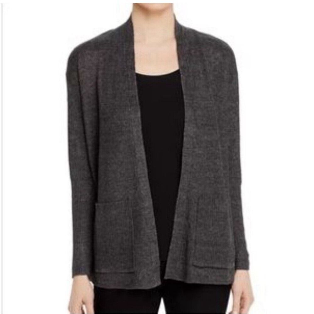 Eileen Fisher Size M Open Front Cardigan Lightweight Pockets 100% Organic Linen